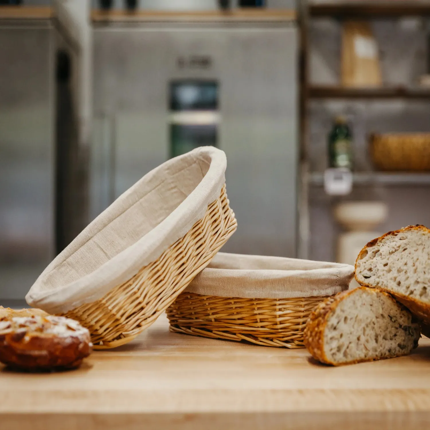 Simply Bread rijsmandje riet 31 cm met voering