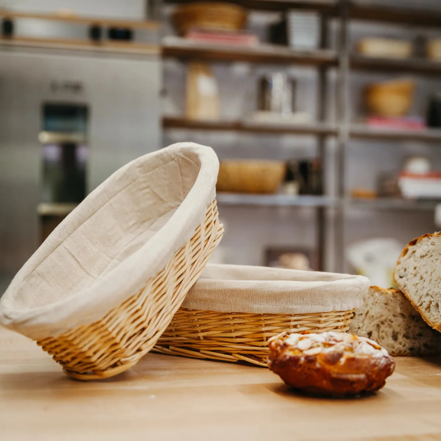 Simply Bread rijsmandje riet 31 cm met voering